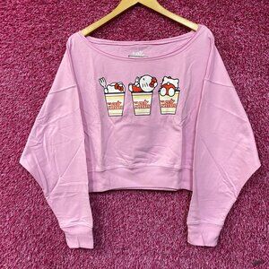 Sanrio Hello Kitty x Nissin Cup Noodles Pink Cropped Sweatshirt Large